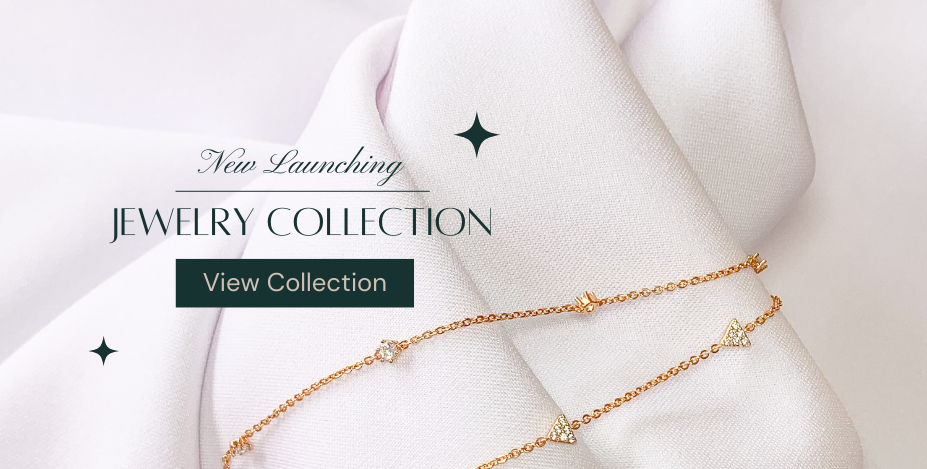 New launching gold bracelet collection by Finecara on white fabric background