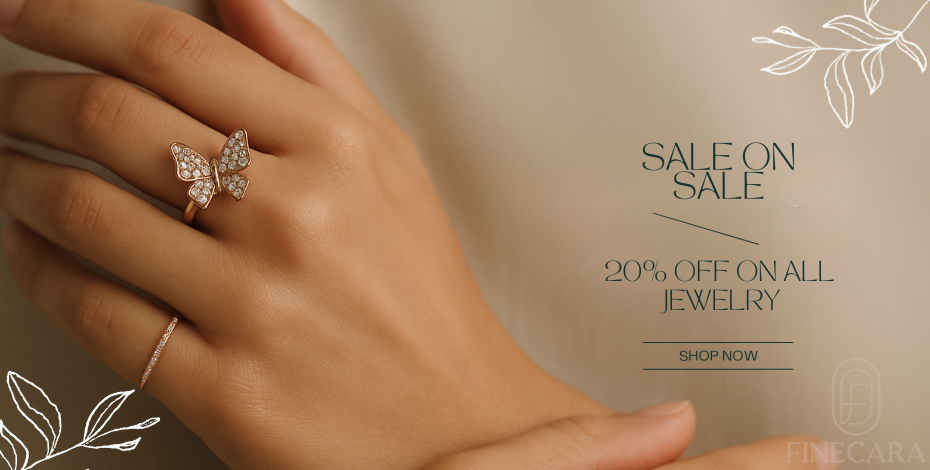 Jewelry Collection by Finecara with 20% off – woman wearing elegant silver jewelry