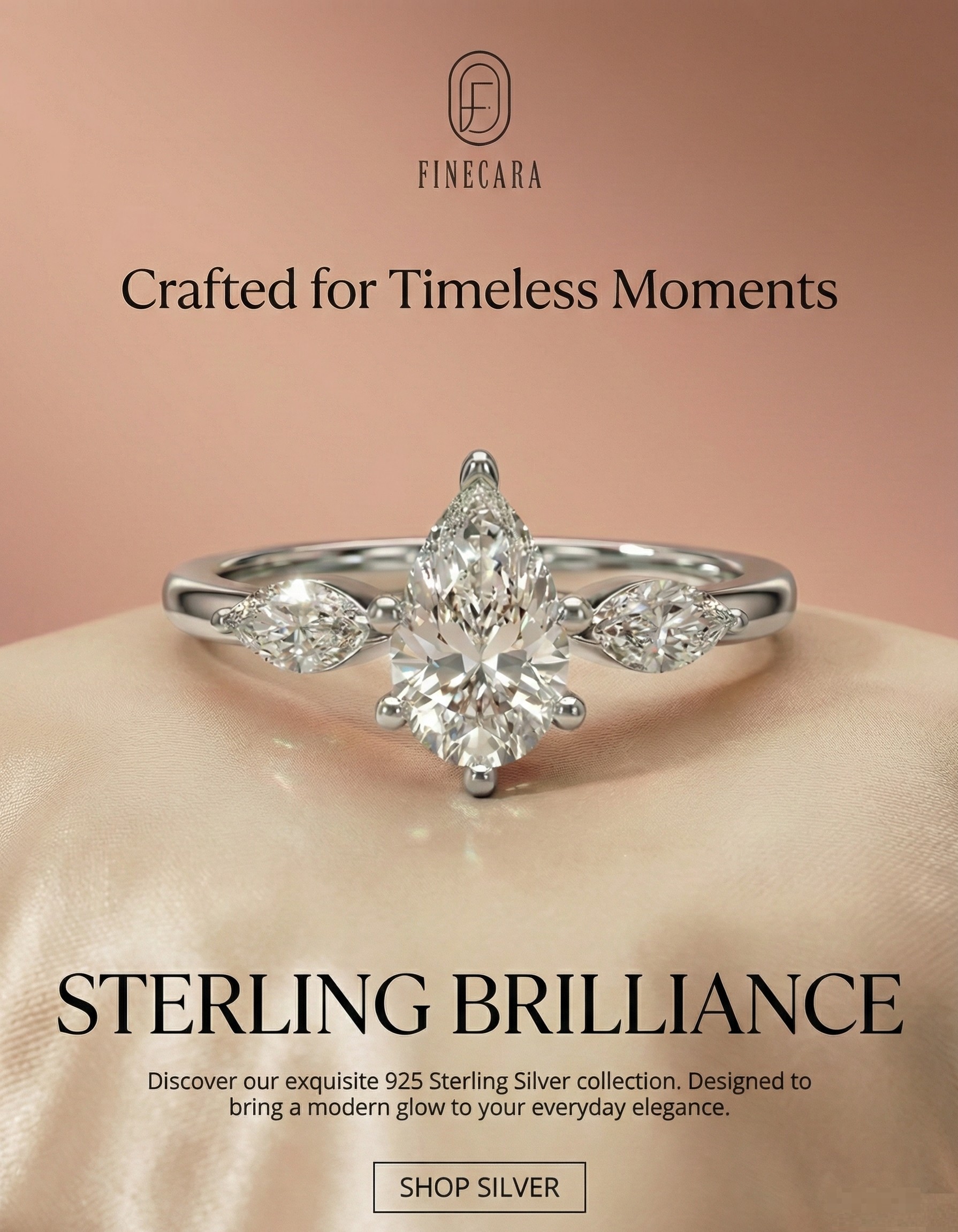 925 sterling silver diamond-style ring showcasing timeless elegance by Finecara